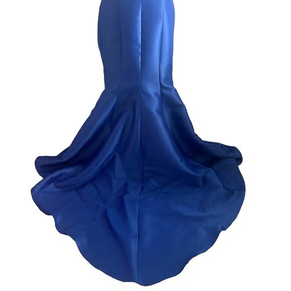 TARIK EDIZ 2 Formal Gown $438 Dress Ruffle One Shoulder Size 2 Royal Blue 50774 - Picture 10 of 10